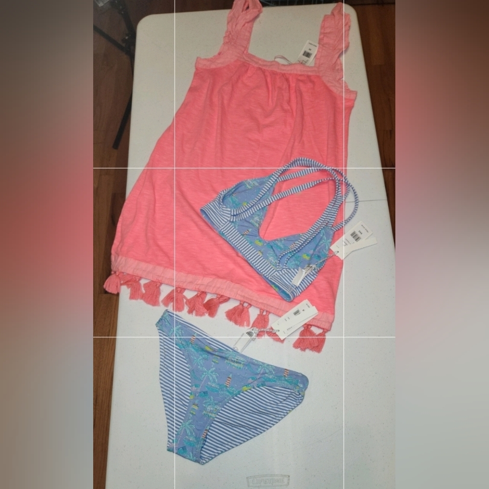 NWT  Vineyard Vines Bahamas Scene Reversible 2 Pc Bikini & Cover-Up SZ XXS XS